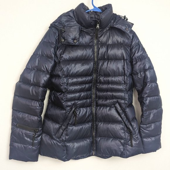 Andrew Marc EUC Navy Down Hooded Zip Jacket L - Picture 1 of 12